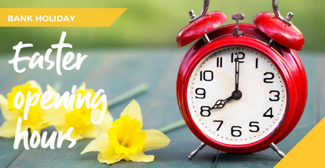 An infographic with a red clock